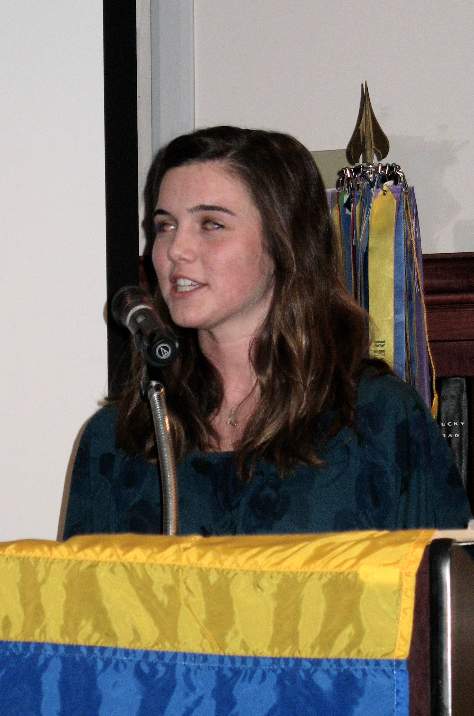 Ms. Tondreau reads her essay at the April meeting of the Fairfax Resolves