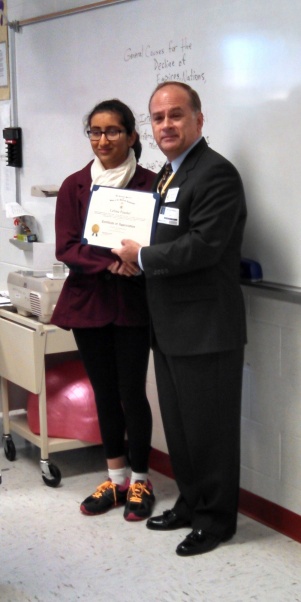 Compatriot Marv Murray receives his certificate from President Bill Price