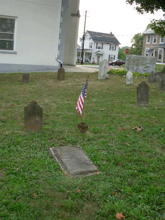 Friederich Wilhelm Nagel grave with an SAR marker at Union Church, Kreidersville, PA.